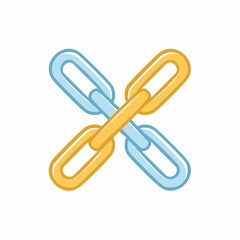 Obraz premium Interlocking golden and blue chains crossing each other, forming a stylized X shape