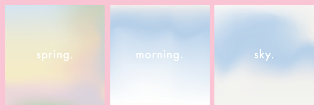 Dreamy pastel spring gradient sky backgrounds with soft clouds and delicate rainbow sunlight. Light airy gradation pattern for social media posts, wellness, seasonal design, banners, modern layouts