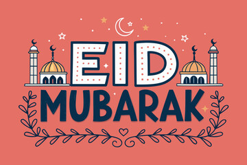 Obraz premium Vibrant Eid Mubarak Bold Line Strong Creative Visual