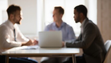 Obraz premium Business professionals meeting in office, collaborating, discussing strategies, teamwork and corporate engagement