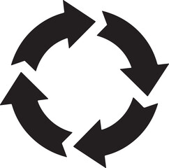 Black recycling symbol isolated on transparent background