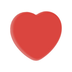 3D Icon Red Heart Love Symbol Romantic Glossy Shape Isolated High Quality Render Transparent Background
