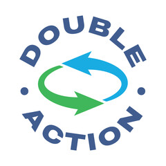 Double Action, dual action, 2x vector icon logo badge