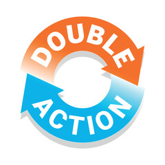 Double Action, dual action, 2x vector icon logo badge