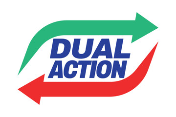 Double Action, dual action, 2x vector icon logo badge