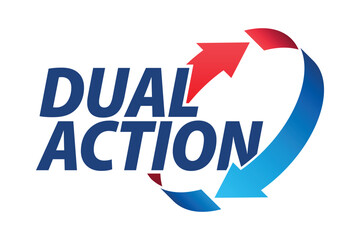 Double Action, dual action, 2x vector icon logo badge