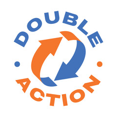 Double Action, dual action, 2x vector icon logo badge