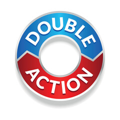 Double Action, dual action, 2x vector icon logo badge