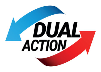 Double Action, dual action, 2x vector icon logo badge