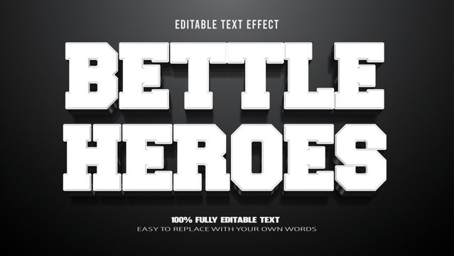 bettle heroes editable text effect 3d vector premium