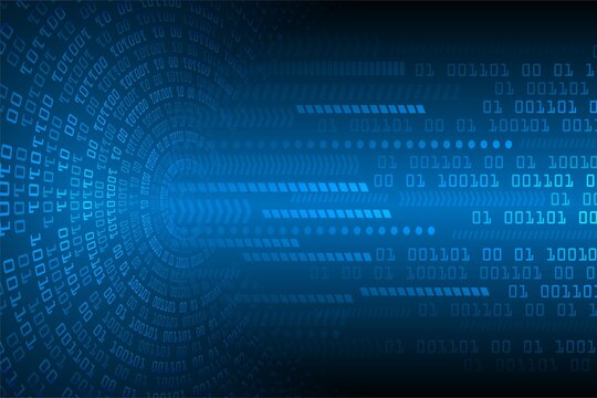 Vibrant blue binary code tunnel with dynamic digital patterns