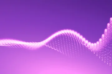 Fototapete Warmes Lila Vibrant purple wave of glowing particles in modern digital landscape  © TARIQ JAVED