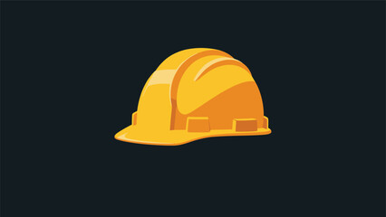 Fototapeta premium Bright yellow construction hard hat stands out against a dark background as a symbol of industrial safety and labor.