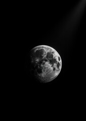 Lunar serenity in cosmic darkness.