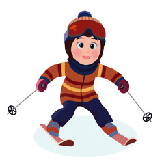 Fototapeta premium A boy skier skiing without a background