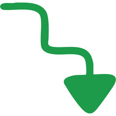 Vector illustration of Filled single-line hand-drawn arrow 16 (green)
