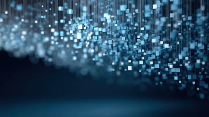 Obraz premium Abstract digital data stream in shades of blue with a blurred background, suggesting a flow of information. This image evokes a sense of futuristic technology and data analysis. 