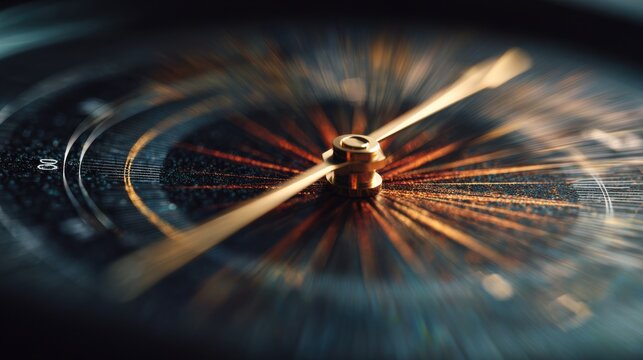 Close-up of a clock face indicating the passage of time. A visual representation of time's swift and unyielding nature. The clock's hands move as the seconds tick by, symbolizing the urgency of life.