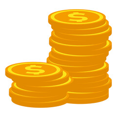 Coins stacked with dollar symbol, a wealth and financial symbol to represent success.