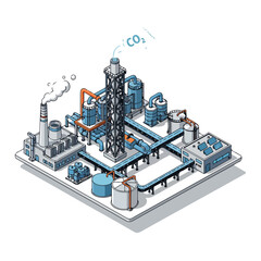 Industrial Plant Isometric Illustration Vector Graphic Design