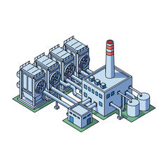 Isometric Factory Illustration Vector Graphic Design