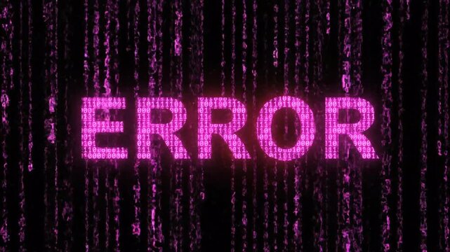 Glowing pink error text on digital matrix background