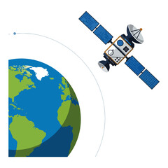 Satellite Orbiting Earth Illustration Vector Graphic