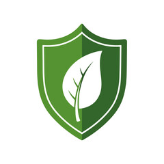 Shield with Leaf Logo Vector Illustration