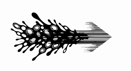 Fototapeta premium Abstract black ink splash transforming into a sharp arrow, representing speed and progress