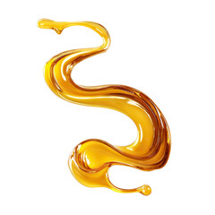 Honey splash with glossy golden texture, isolated on transparent cutout background