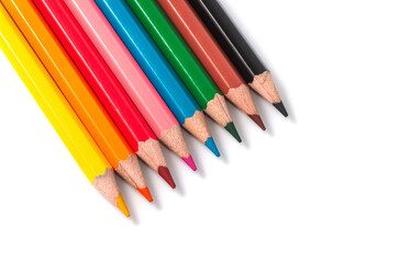 Fototapeta premium Colored pencils on white background