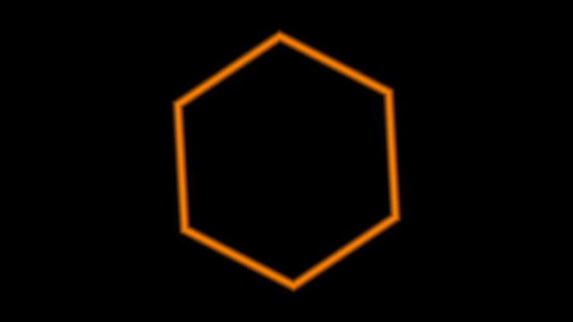 Vibrant Orange Hexagon Outline on a Deep Black Background