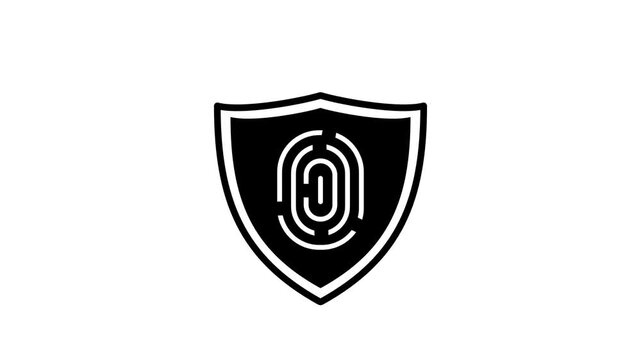A protective shield features a central fingerprint icon, symbolizing a robust defense mechanism powered by biometric authentication and data security