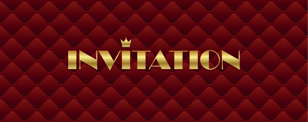 golden invitation text on luxury red shining background vector illustration