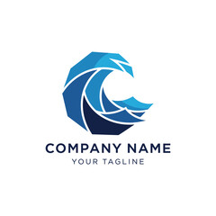 Modern Blue Wave Logo Design Template for Company Branding.