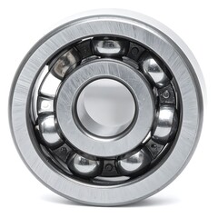 Round metal ball bearing with chrome exterior & metal spheres. Shiny, industrial, close-up