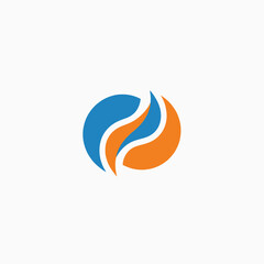 Obraz premium Abstract Blue and Orange Swirls Logo Design.