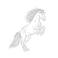 Obraz premium Majestic Stallion Rearing Up: Dynamic Horse Illustration, Symbol of Freedom and Power