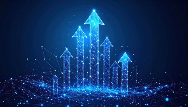 Digital Arrows Ascending - A Futuristic Growth Concept Illustration.