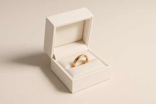 Elegant gold ring in box