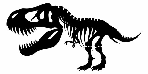 Obraz premium Tyrannosaurus Rex T-Rex Skeleton Fossil Silhouette Vector