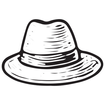 Hand Drawn Fedora Hat Vintage Fashion Illustration