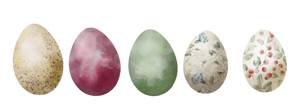 Easter egg clip art set. Easter painted eggs and chicks.