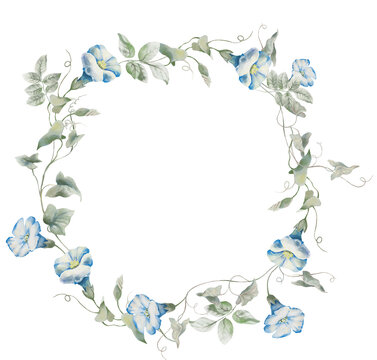 Easter wreath with flowers. Watercolor Easter composition.