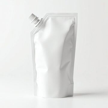 Blank White Stand-Up Pouch with Screw Cap for Packaging