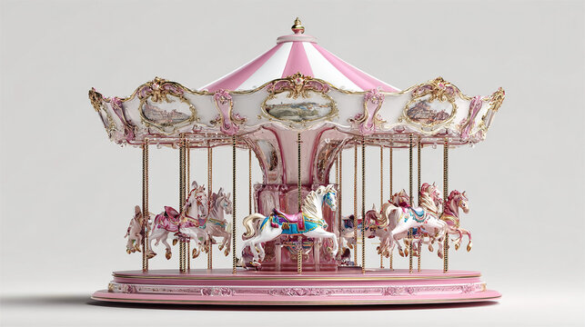 Cute Style 3D Pink Carousel