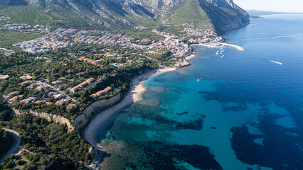 Sardinia Coastal Town Aerial Cala Gonone © KAMIL KOSIBA