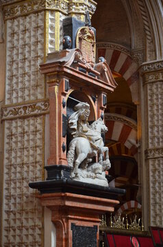Cordoba, Spain 03.27.2019: Image of Santiago Matamoros on the Gospel side of the main chapel of the Mosque-Cathedral of C&oacute;rdoba