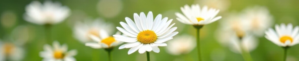 Obraz premium Close-up of delicate white daisies, summer bloom Isolated , macro, clean