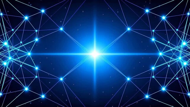 Abstract network of glowing nodes and lines